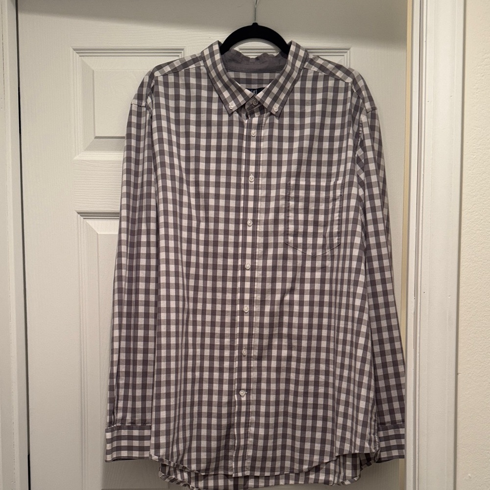 George Men's Gray Plaid Button-Down Shirt